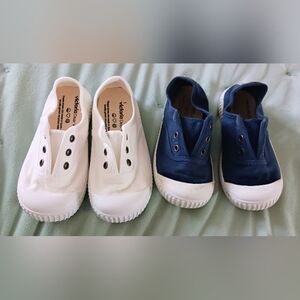 Kids Slip-On Sneakers - White and Navy